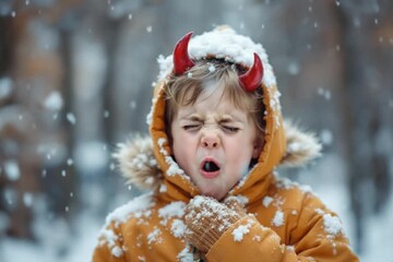 Child outdoors in snow - Powered by Adobe
