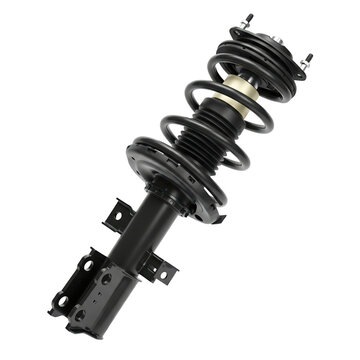 A single car shock absorber strut assembly with a coil spring, a vital component for vehicle suspension and smooth driving.