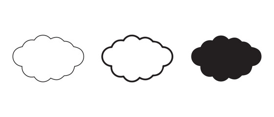 cloud icons set. in different shades isolated on white background.