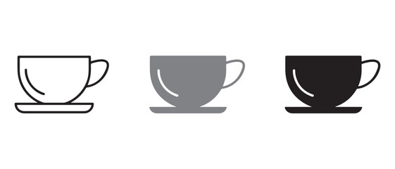 cup icons set. in different shades isolated on white background.