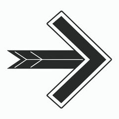 Arrow pointing right with a unique design and sharp angles for direction.