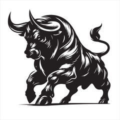 Fototapeta premium Bold Black Bull Silhouette Vector Illustration