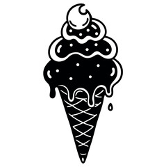 A sweet chocolate ice cream cone vector illustration for a cold summer snack