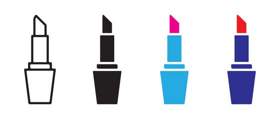 Lipstick icons set. in different styles isolated on white background.