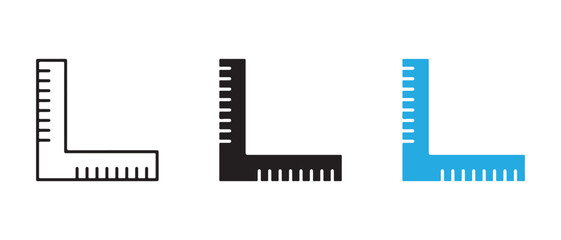 Set square icon set. isolated on white background for precise measurement and drafting.