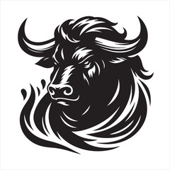 Bold Black Bull Silhouette Vector Illustration