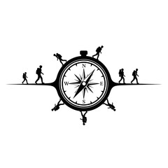 Adventure Seekers Navigating with a Compass in the Great Outdoors