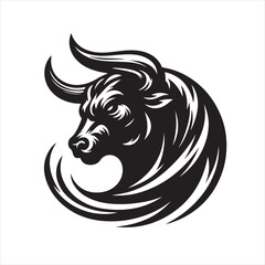 Bold Black Bull Silhouette Vector Illustration