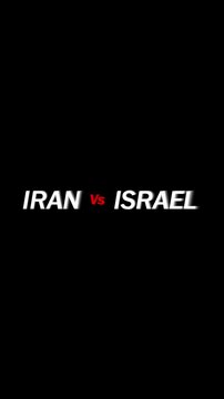 Iran versus israel bold text war theme animation vertical video. Iran versus israel text displayed on a black background concept. Dark themed iran versus israel.