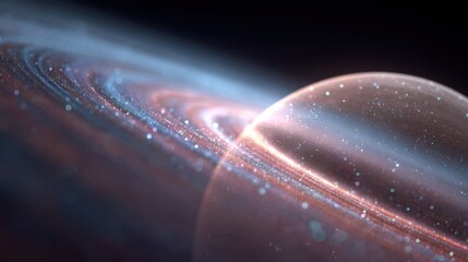 Abstract planet and rings in space, cosmic illustration