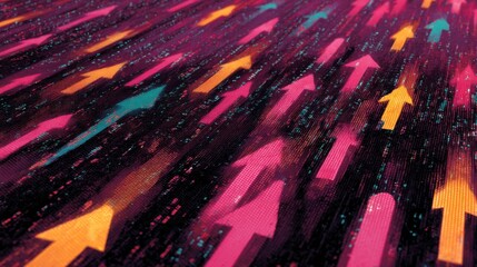 Upward moving colorful arrows for business growth concept