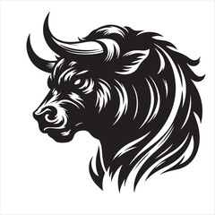 Bold Black Bull Silhouette Vector Illustration