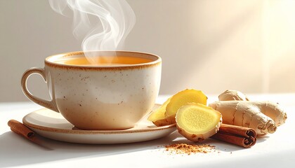 Ginger tea with bottom space. AI generated.