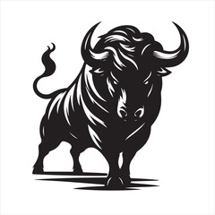 Bold Black Bull Silhouette Vector Illustration