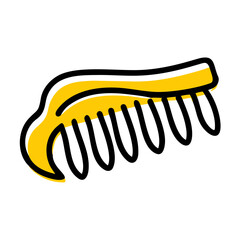 Abstract yellow curved shape with teeth on black background