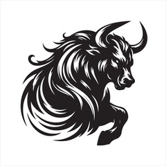 Bold Black Bull Silhouette Vector Illustration