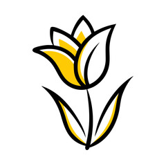 Abstract yellow stylized flower or flame shape on black background