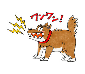 吠える犬　ワンワンの文字
