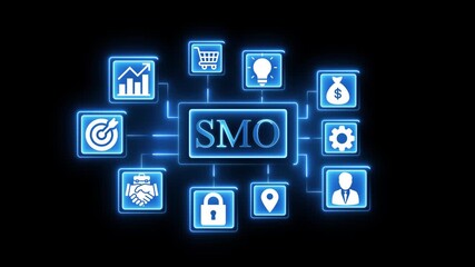 S M O social media optimization digital marketing strategy icons network connection business - Powered by Adobe