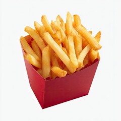 Golden french fries in a red cardboard box (3)