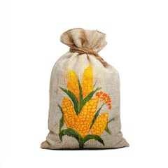 Beige burlap sack, painted corn