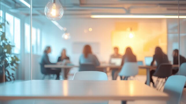 A team meeting in a modern office where compliance on blurred background