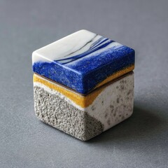 Decorative square box with layered, contrasting colors