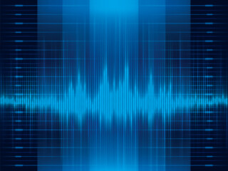 Modern Blue Sound wave background. Abstract Digital Audio Sound Equalizer Effect. Dynamic vibration. Futuristic equalizer. Music radio sound effect pulse concept. Audio track shine graph of frequency.