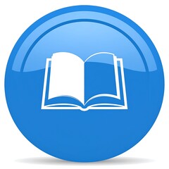 Blue button with open book icon