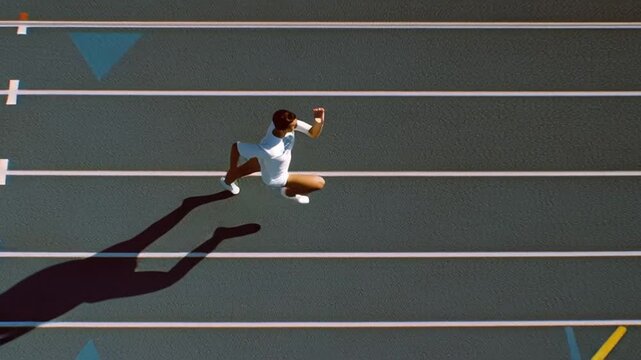 Runner Competes on Track During Early Morning Training Session Generative AI