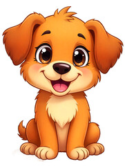 Adorable Cartoon Puppy Sitting and Smiling 