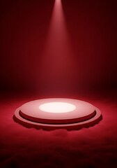 Crimson illuminated stage, spotlight presentation platform background