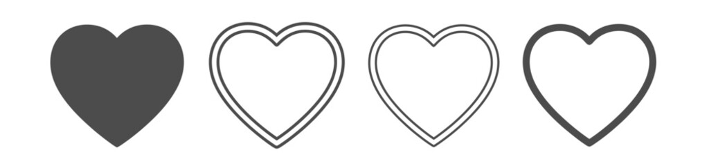 Heart Icon Set 4 Variations of Classic Love Symbols for Design Projects