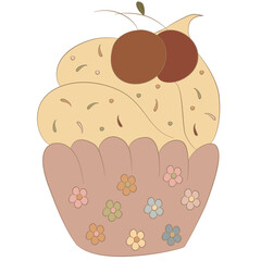 Sweet Cupcake Dessert Hand drawn Cute Minimal Illustration