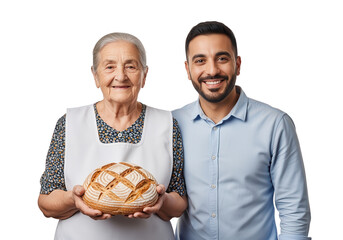 Generations Baking Together: Grandmother & Grandson with Bread