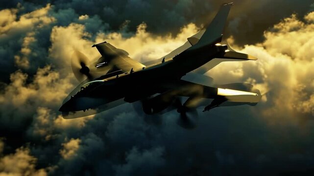 drone view of military bomber airplane