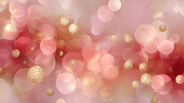 soft red and rose glowing circles with golden spark highlights creating elegant romantic valentine design - Powered by Adobe
