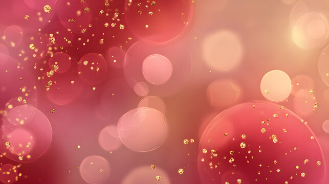 soft red and rose glowing circles with golden spark highlights creating elegant romantic valentine design