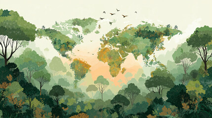 "World Environment Day 2026 concept &ndash; land restoration, desertification prevention, drought resilience, 3D tree background, ecology awareness, sustainable environment, #GenerationRestoration campaign"