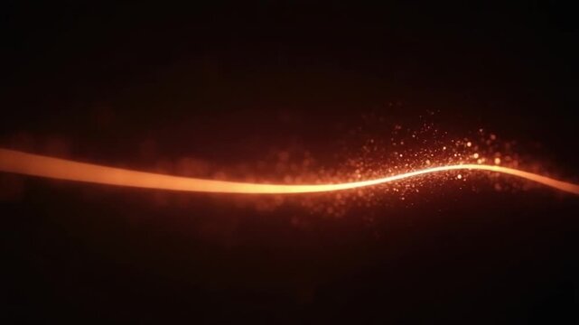 Glowing particles and lines with black background, 3d rendering.