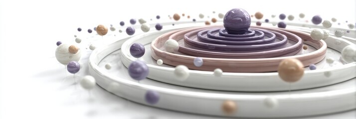 Colorful Spheres and Concentric Rings Represent a Cosmic Landscape With Swirling Patterns Depicting a Cosmic or Astronomical Theme
