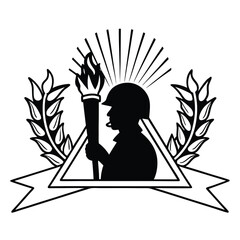 Flat Vector of Soldier Silhouette with Torch