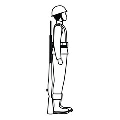 Flat Vector of Soldier Standing Alert Posture