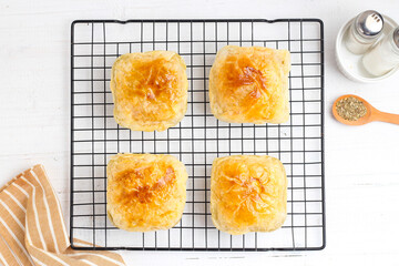 zuppa soup pastry on a white table. fresh from the oven.