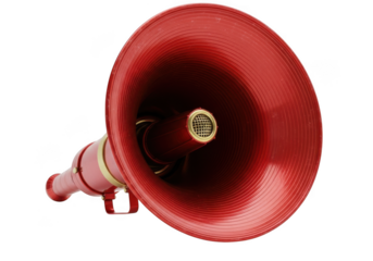 Red bullhorn isolated on transparent background