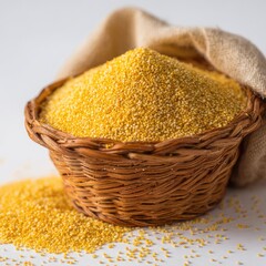 Yellow grain in a basket