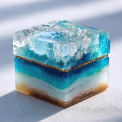 Layered, ocean-themed,  crystal box