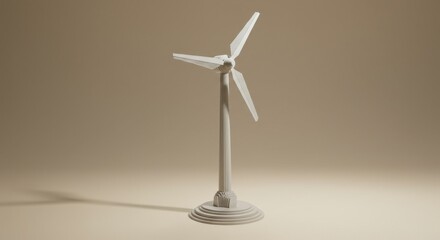 Wind turbine model on a neutral background in minimalist style  