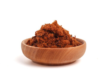 Beef floss isolated on white background.