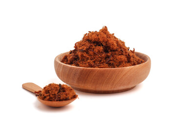 Beef floss isolated on white background.